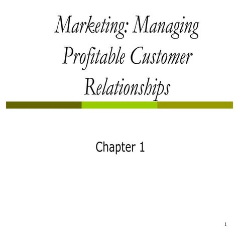 Marketing: Managing Profitable Relationships