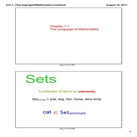 Ch1.1 The Language of Mathematics