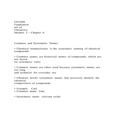CH1000 Fundamentals of ChemistryModule 2 – Chapter 6