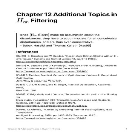 Sensor Fusion Study - Ch12. Additional Topics in H-Infinity Filtering [Hayden]