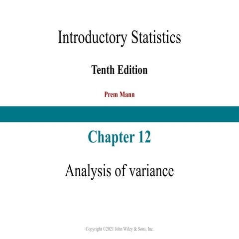 ANOVA: Analysis of Variance for business