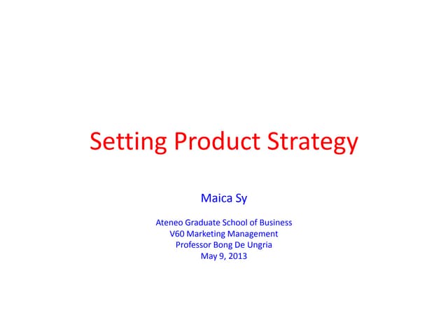Chapter 12 Model - Setting Product Strategy | PPTX