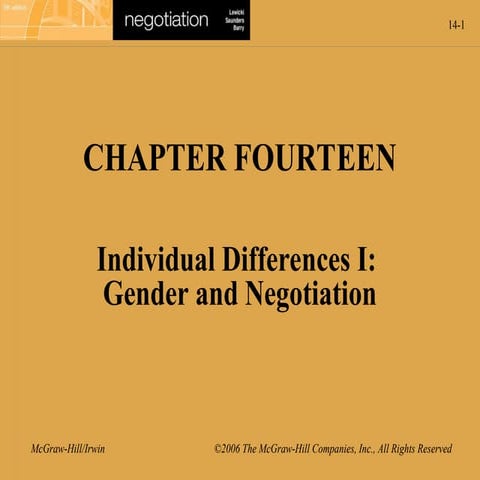 Ch 14 - Individual Diffences I Gender and Negotiation.ppt