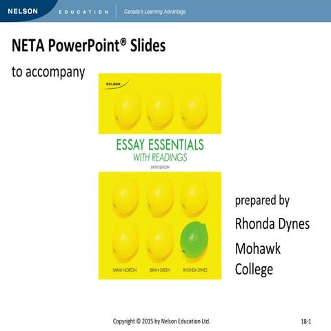 Chapter 18, Essay Essentials