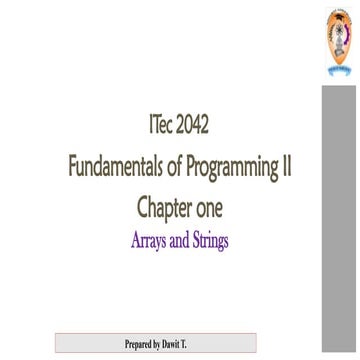 Chapter 1 Introduction to Arrays and Strings | PPT