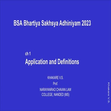 ch 1 Bhartiya Sakshya Adhiniyam 2023 (BSA) Definitions