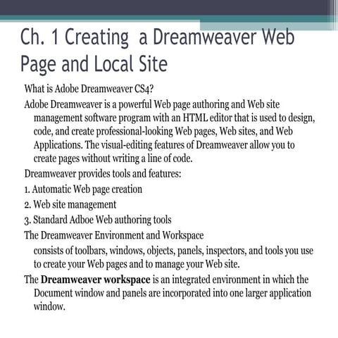 Ch 1 Dreamweaver | PPT