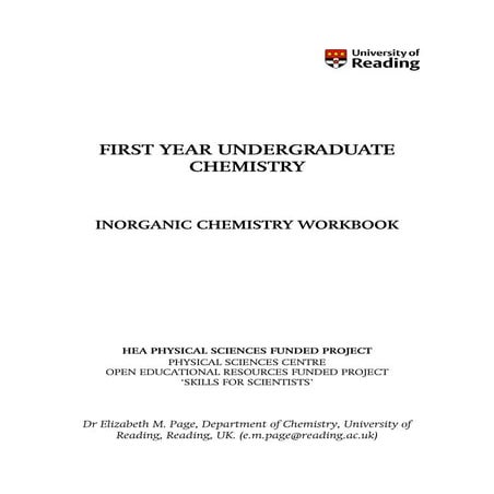 First Year Undergraduate Inorganic Chemistry Workbook
