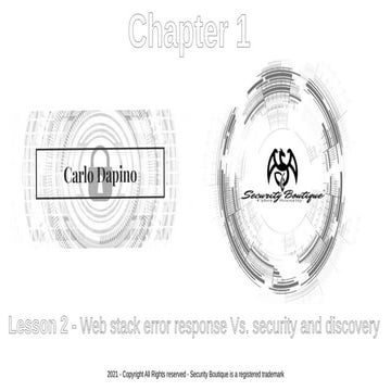 Chapter 1 - Lesson 2 - Web stack error response Vs. security and discovery
