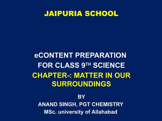 Matter in Our Surrounding class ninth for