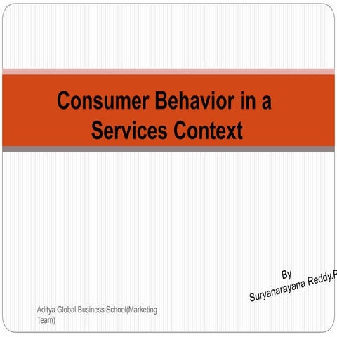 Consumer Behavior in a Services Context