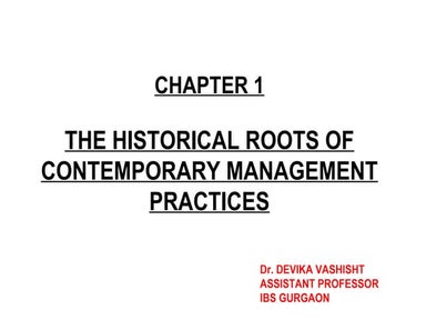 HISTORICAL ROOTS OF MANAGEMENT