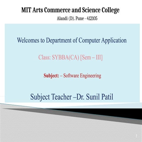 Software engineering chapter 1 ppt presentation of se