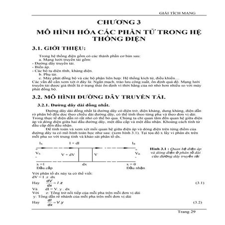 CHƯƠNG 3  MÔ HÌNH HÓA CÁC PHẦN TỬ TRONGHỆ THỐNGĐIỆN