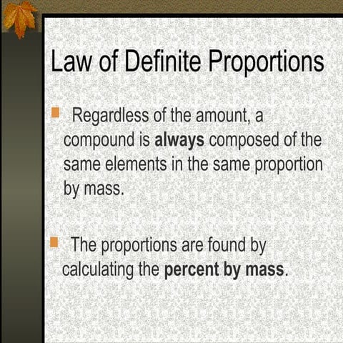 Ch 3.4 law of definite proportions 11 12