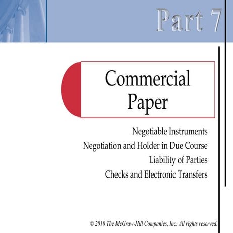 Chapter 31 – Negotiable Instruments
