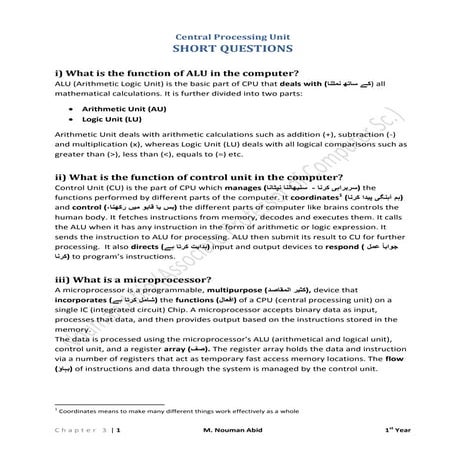 Comprehensive Overview of Central Processing Unit (CPU) Architecture ...