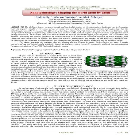 Nanotechnology: Shaping the world atom by atom