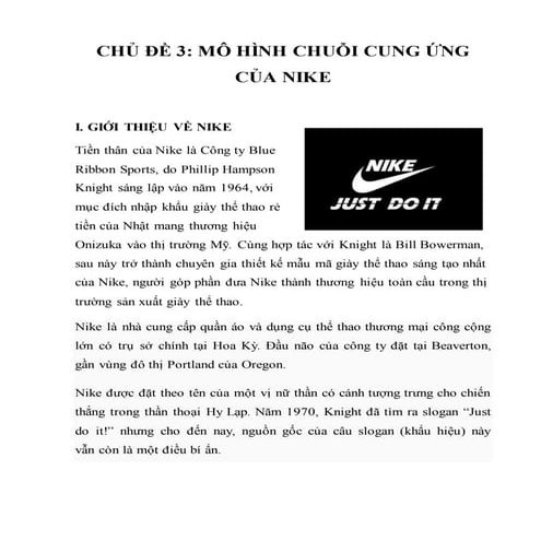 Chủ đề 3 mô hình chuỗi cung ứng của nike