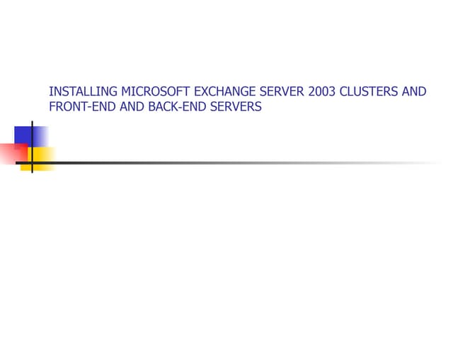 Clustering of Exchnage server
