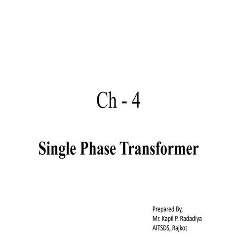 Single phase transformer | PPTX