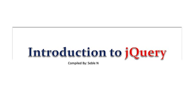 Introduction to jQuery