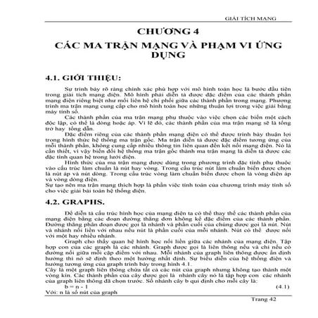 CHƯƠNG 4 PHẦN 1 CÁC MA TRẬN MẠNG VÀ PHẠM VI ỨNG  DỤNG