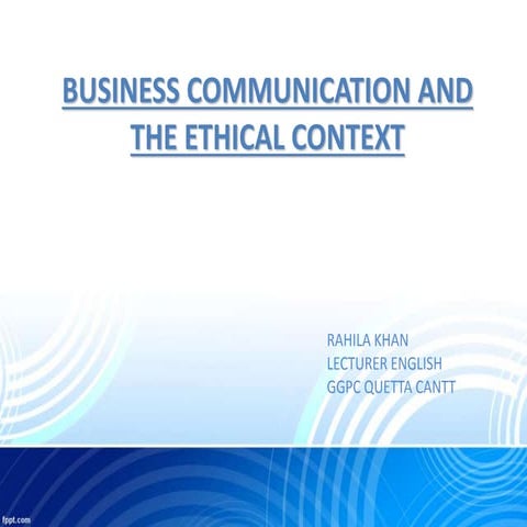 communication and ethics