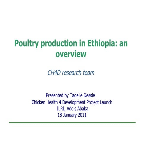 Poultry production in Ethiopia: An overview