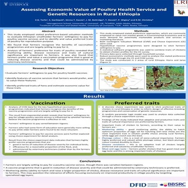 Assessing economic value of poultry health service and genetic resources in r...