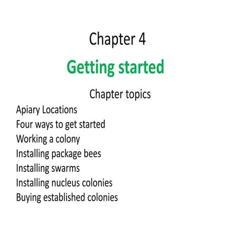 Ch 4  Getting Started PPT by  Mr. Richard Hebert, Hebert Honey Farm