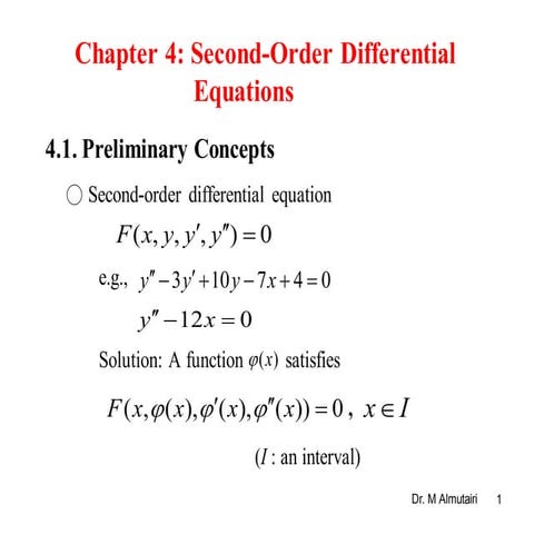 Second order homogeneous linear differential equations | PPTX