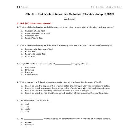 CBSE Grade 8 Computer Science Ch 4 Introduction to Adobe Photoshop 2020 Works...