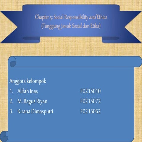 Manajemen Chapter 5 (Tanggung Jawab Sosial dan Etika)