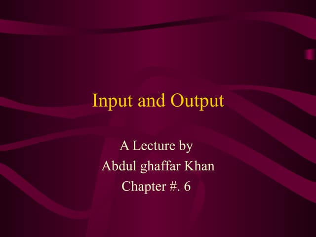  Input And Output