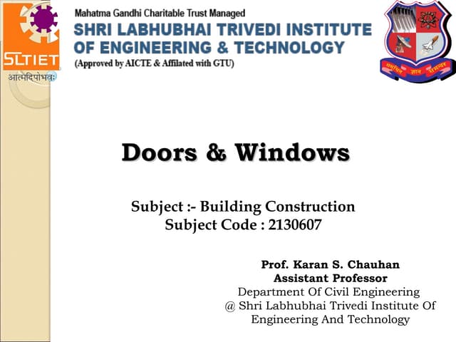 Doors,Windows & Ventilator in Building Construction
