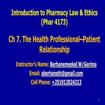 Ch 7. the health professional–patient relationship