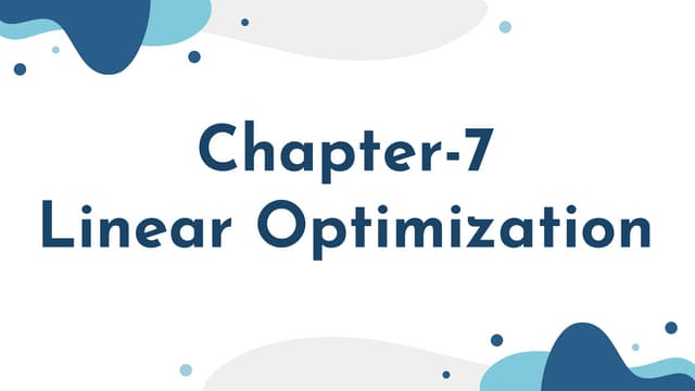 Ch 7.pptx Linear Optimization for Finance | PPT