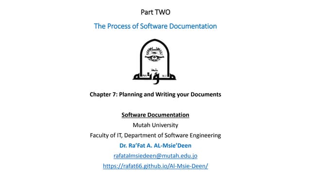 Planning and writing your documents - Software documentation