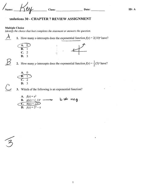 Ch. 8&9 review assignment key | PDF