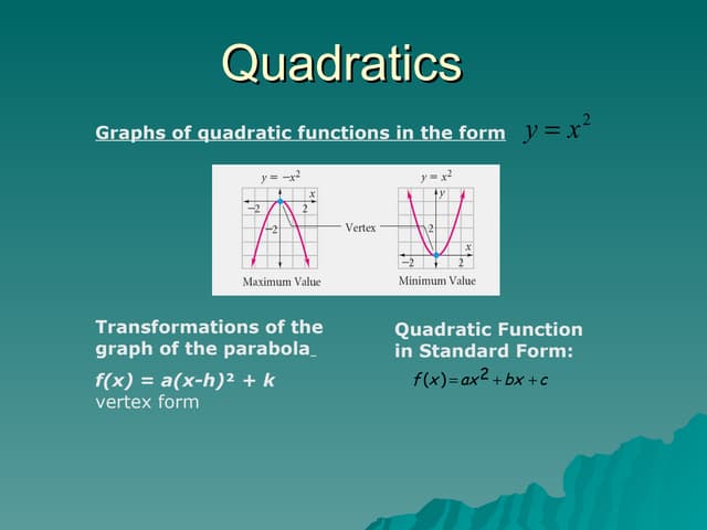 Ch 7 tutoring notes quadratics