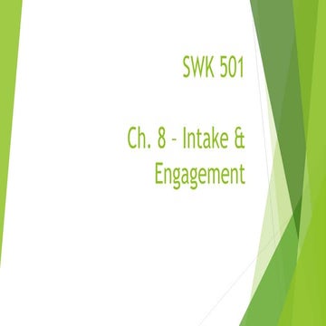 Ch 8.    intake and engagement