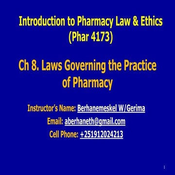 Ch 8. laws governing the practice of pharmacy