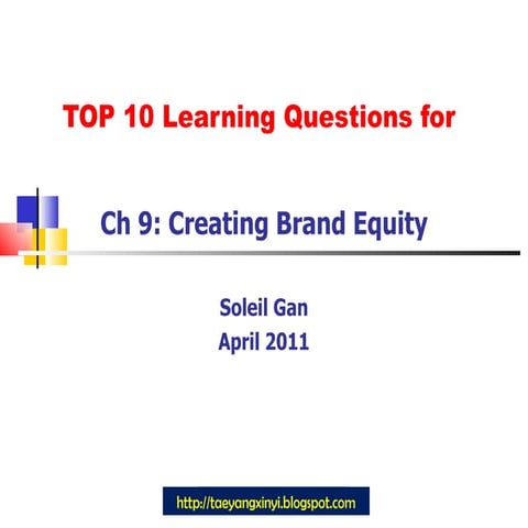 Ch9 Creating Brand Equity Learning Questions