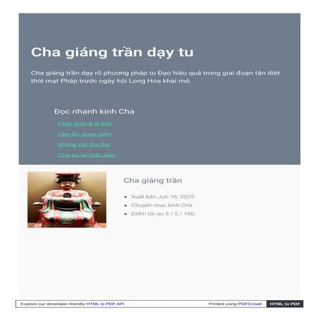 Cha giáng trần dạy rõ phương pháp tu Đạo hiệu quả phần 2 | PDF