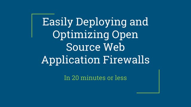 BSides Rochester 2018: Chaim Sanders: Easily Deploying and Optimizing Open So...