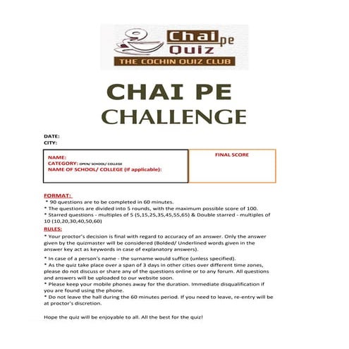 Chai Pe Challenge 2018