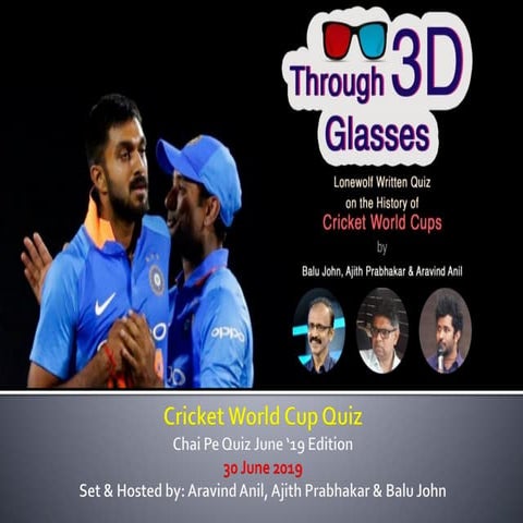 Chai Pe Quiz June 19 edition - Cricket World Cup quiz - Aravind Anil - Balu John - Ajith Prabhakar