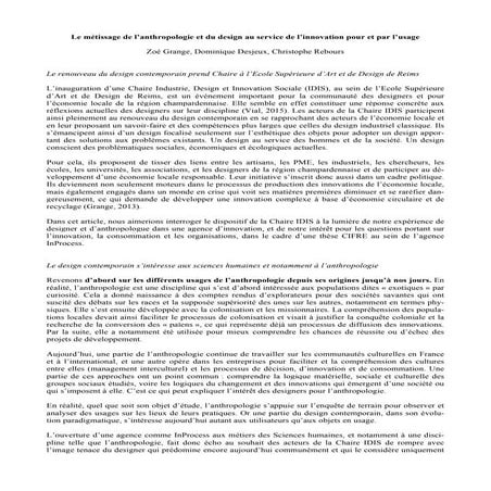 Le métissage de l’anthropologie et du design au service de l’innovation pour ...