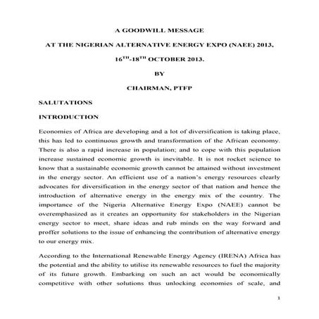 Chairman ptfp  goodwill message at naee